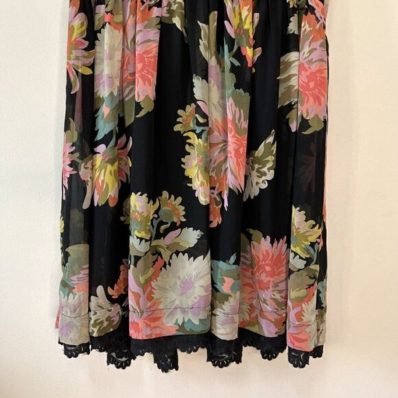 Anthropologie Maeve Violetta Black Floral Babydoll Swing Dress - Picture 6 of 10